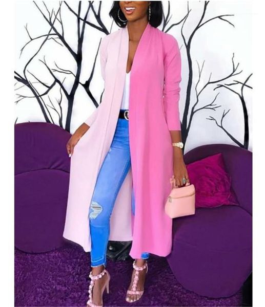 

cardigan long coats fashion women jackets contrast color designer jackets women two colors panelled casual ol loose sample, Black;brown