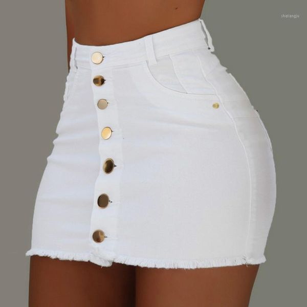 

women button denim jeans short skirt bodycon mini skirts strench high waist club skirt summer and charming tight1, Black