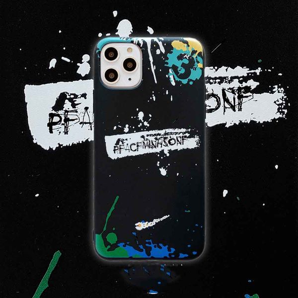 

fashion phone case for iphone 12/11/11pro/11pro max/ xr xsmax x/xs 7p/8p7/8/ designers scrawl iphone black tpu case 2-color