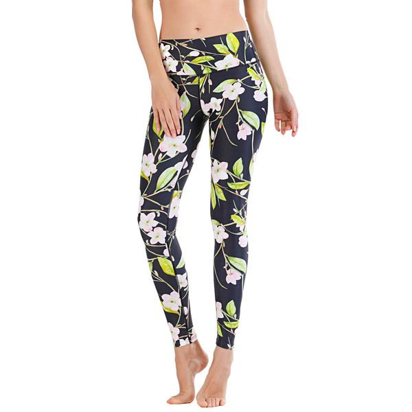 

running tight moisture absorption and sweat wicking yoga sports fitness pants women's printed underpants aoshili 11016, Black