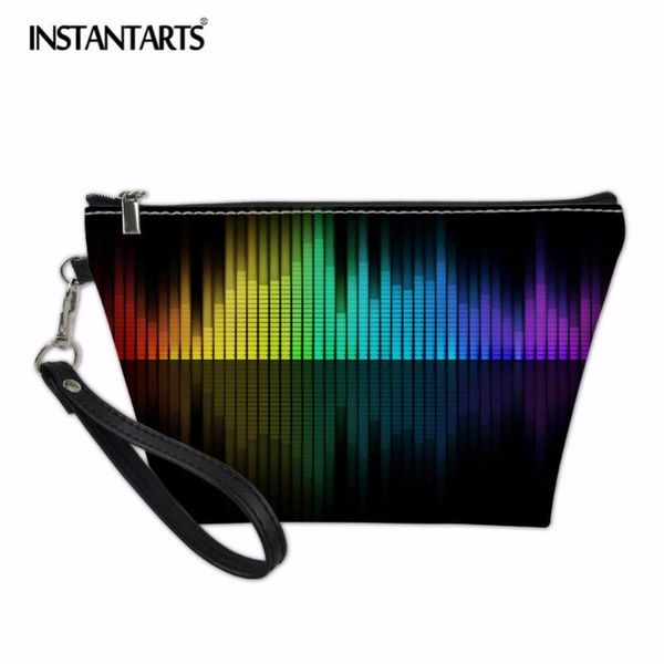

instantarts mix-color print pu leather makeup bag portable travel cosmetic bag for girls organizer storage toiletry girl