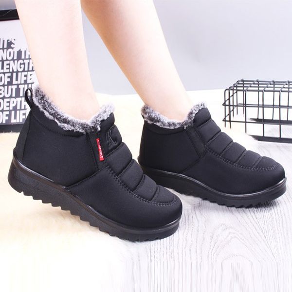 

mcckle зимний теплый снег boots женщины non-slip водонепроницаемые дамы хлопок обувь короткие плюшевые женский ботильоны casual комфортная 2, Black