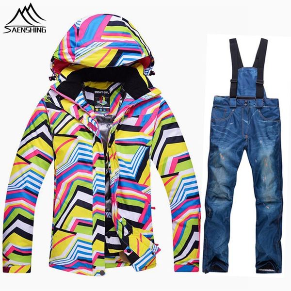 

skiing jackets saenshing warm winter ski suit female snow sets waterproof outdoor mountain for women jacket+snowboard pant
