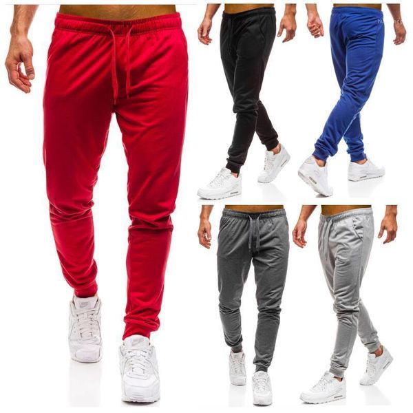 

men's new style pure color tethered casual pants loose and comfortable foot men's pants1, Black