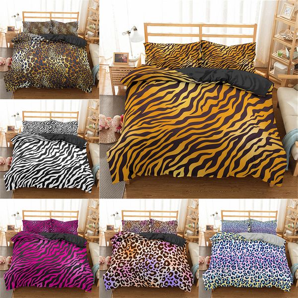 

zeimon new 3d bedding sets colorful leopard duvet cover pillowcase 2/3pcs twin queen king size bed clothes for home textiles