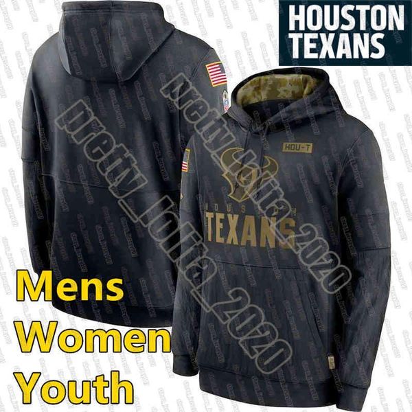 

houston texans men sweatshirt 2020 salute to service sideline performance pullover hoodie black women youth football jerseys, Black;red