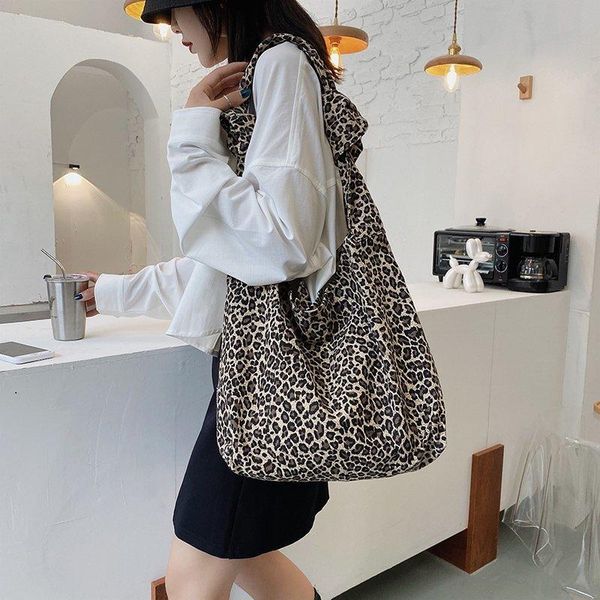 

cross body large capacity leopard pattern canvas shoulder bags for women designer female crossbody hobos bag big lady totes travel handbag