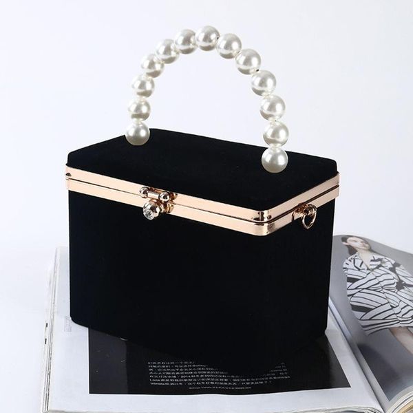 

evening clutch bag for women artificial pearl box crossbody shoulder handbag wedding party prom clutch purse m5te