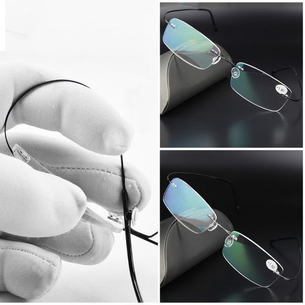 

titanium rimless rectangular glasses newultralight spectacles eyeglass eyewear +1.0 +1.5 +2.0 +2.5 +3.0 +3.57