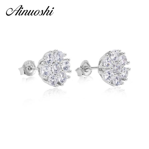 

ainuoshi luxury 925 sterling silver stud earrings for women snow flower party silver earrings pendientes plata de ley 925 mujer y200107, Golden;silver