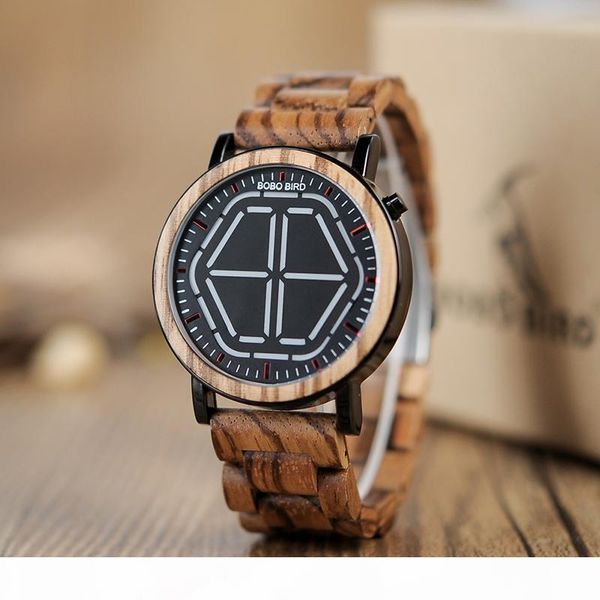 

bobo bird new arrival antique zebra wood digital watches men designer drop shipping reloj para hombres as gift, Slivery;brown
