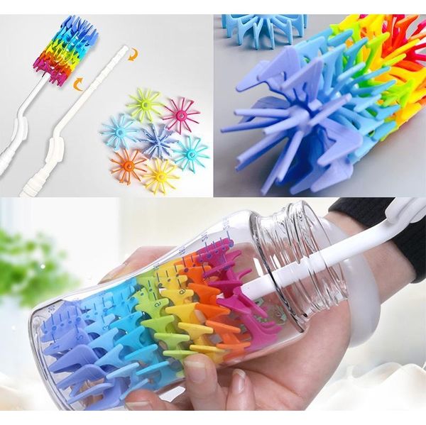

cleaning brush for sile bottle drinking cup water mug 360 degree rotating long handle rainbow cleaning jllypd yummy_shop