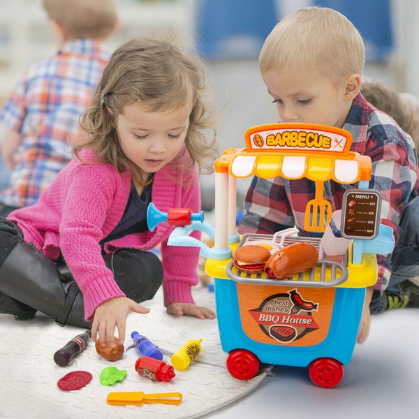 

portable kids kitchen - fun kids playset with changing colors and sound effects plastic play kitchen for boys and girls