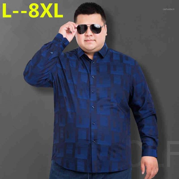 

men's casual shirts plus size 8xl 6xl 5x men cotton fashion long sleeve shirt floral print 2021 brand dress blouses shirt1, White;black
