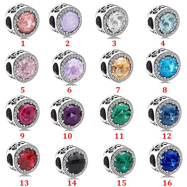 Genuine 925 Sterling Silver Fit Pandora Pulseira Charms Flower Bud Estilo Opala Série Azul Cat Eye Beads Amor Coração Azul Crysta Charme para DIY Beads Charms