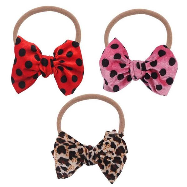 

2020 new leopard bows baby headbands dots hair bows girls headbands kids designer baby hair accessories kids accessori, Slivery;white