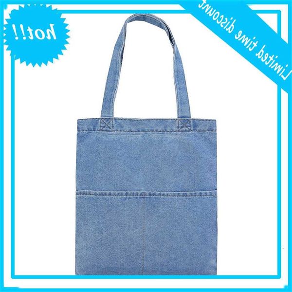 

2020 creative wash denim simple art versatile large capacity portable canvas shoulder bag