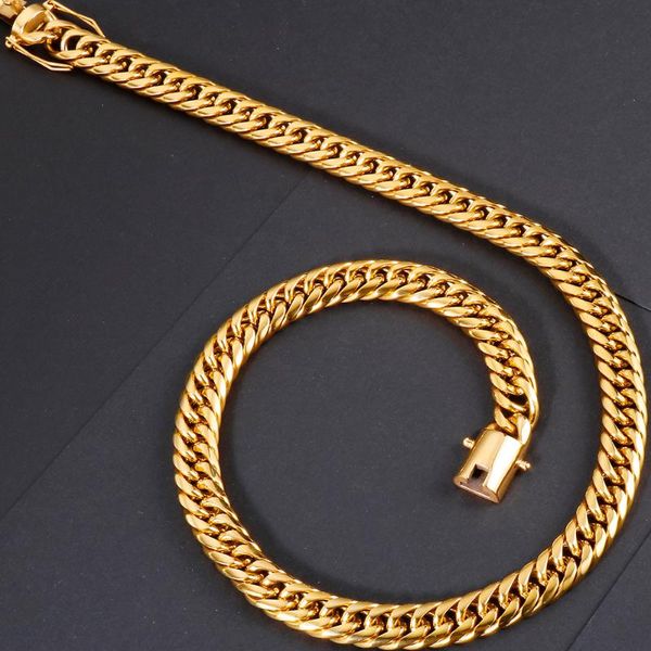 

massive 11mm chains chain necklace men never fade golden stainless steel mens necklaces birthday gifts for boys boyfriend father, Silver