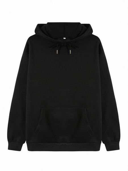 

solid thermal lined drawstring hoodie p9me#, White;black