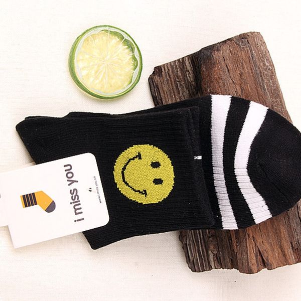 

hcsrr japanese korean harajuku women's parallel bars and sockssocks cartoon expression face smiley socks cotton two-bar and socksmiddle, Black