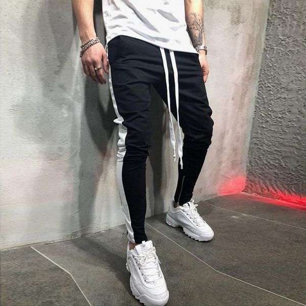 

2020 casual trousers jogger street hip hop jogginghose fitness sportswear track trousers stripes gym jogging, Black;blue