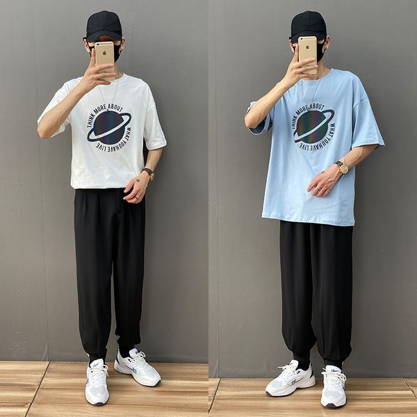 

summer men's short sleeve net red tide brand casual two-piece suit trendy and handsome one with man