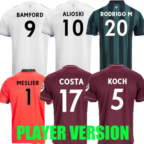 

fan player version 20 21 leeds soccer jersey united 2020 2021 raphinha rodrigo koch costa alioski phillips bamford llorente r football shirt, Black;yellow