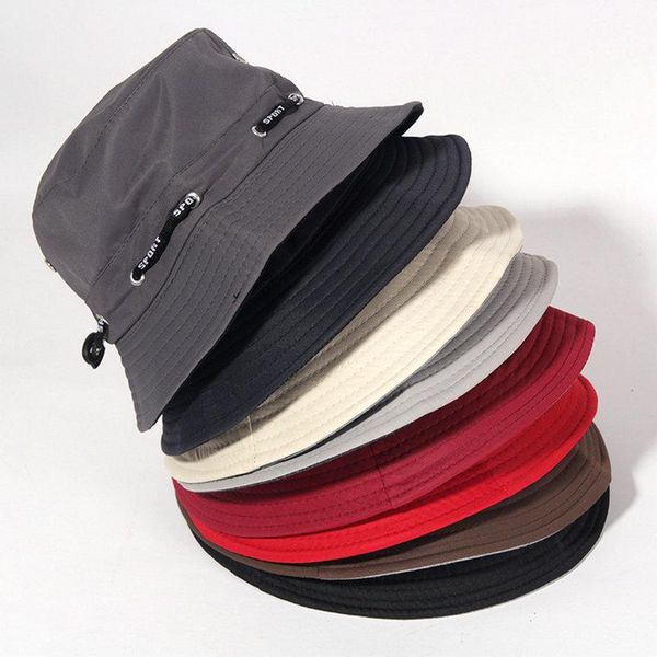 

cloches [la maxpa]bucket hat cotton solid fisherman bush panama cap gorra women beach chapeu pescador rope sunscreen