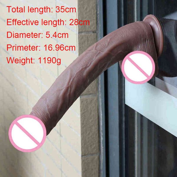 NXY-Dildos, 35 cm, realistisches Silikon, schwarz, großes Sexspielzeug für Männer und Frauen, mit dicker Eichel, echter Dong, leistungsstarker Saugnapf, steifer Schwanz, 0121