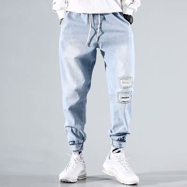 

autumn street washing technology multi pocket men's jogging jeans fashion casual kg-227, Blue