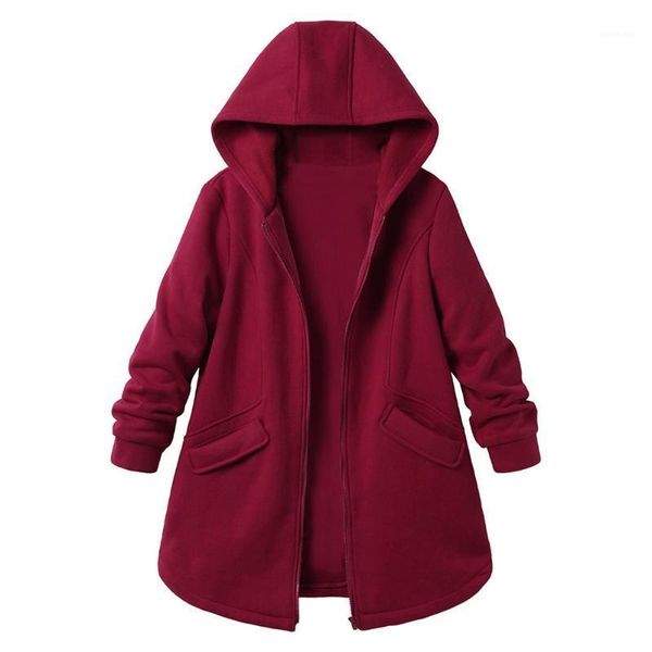 

warm female jacket casual pure color hooded jacket women pockets slim women's denim plus size long coat women chaqueta1, Black;brown