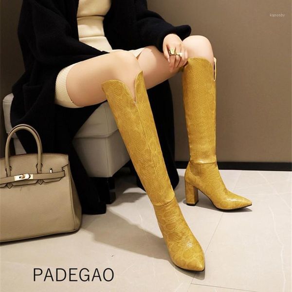 

boots 2021 women brown winter high heel knee fashion snake painted1, Black