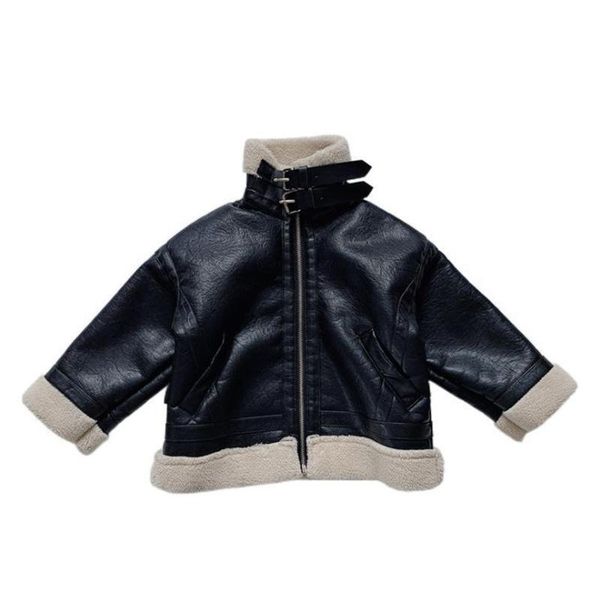 

original zebra remember baby boys girls autumn winter leather jacket children plush locomotive clothing kids cold-proof overcoat, Blue;gray