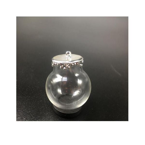 

500sets 25x15mm glass globe with silver/bronze/gold metal crown base tray jewelry necklace hollow glass orbs diy wishing jllxyu, Black