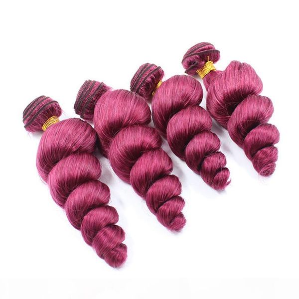 

brazilian purple human hair weaves loose wave wavy virgin hair bundles deals pure purple human hair weft extensions 400gram lot 10-30, Black