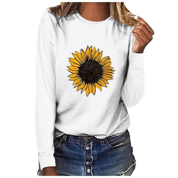 

3xl plus size blouse women plus size winter women shirt sunflower print long sleeve pullover 3xl shirt blouse blusas mujer, White