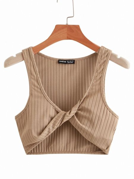 

twist front ribbed tank j4gu#, White