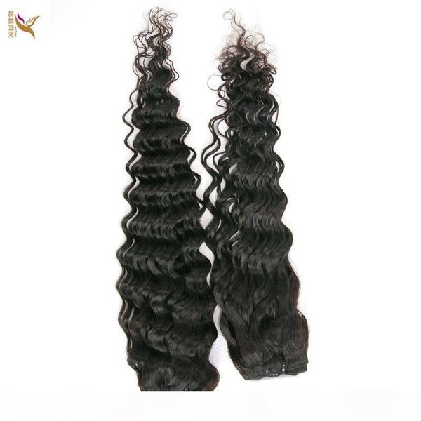 

deep wave hair bundles 1 3 4 pieces 100g brazilian deep weave bundles non-remy 100% human hair extensions, Black
