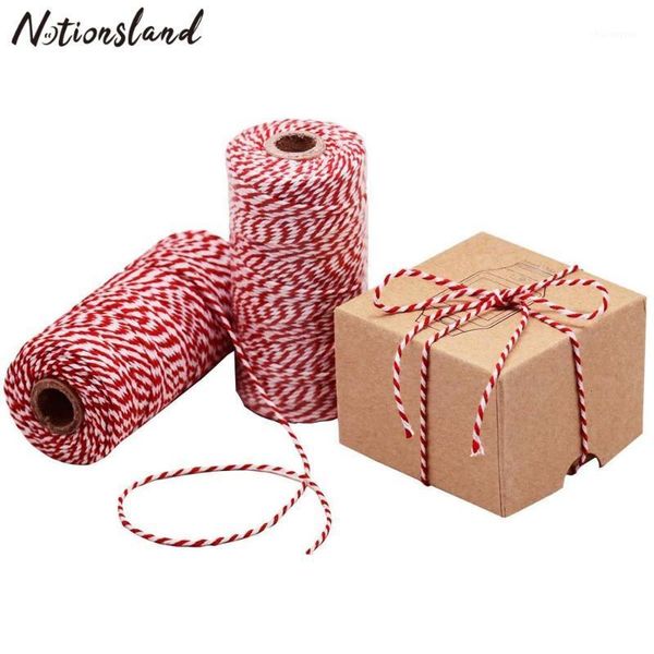 

2mm double color cotton rope bakers twine string cord handmade christmas wedding decoration gift packaging accessories 100m1, Black;white
