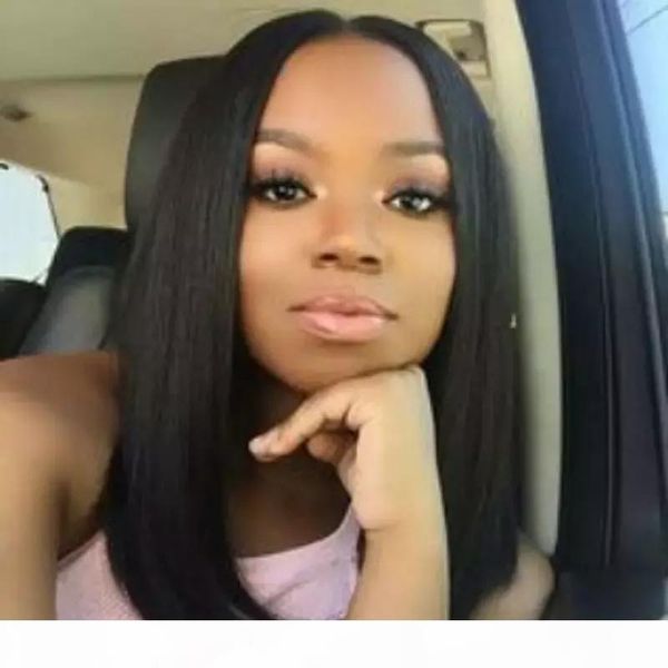 

полный парик шнурка боб перуанский человеческих волос straight lacefront short cut lace front человеческих волос боб парики pre щипковых hai, Black;brown