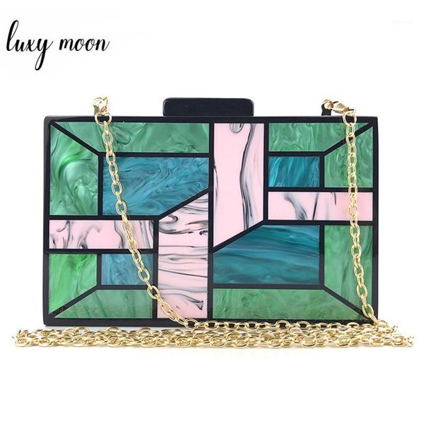 

evening bags women bag acrylic clutch purse geometric pattern wedding for handbag luxury shoulder messenger zd13991