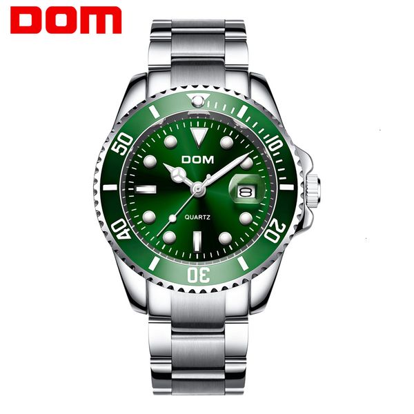 

men's 30m waterproof date clock male sports watches men quartz casual water ghost series wrist watch m-1263d-3m dom, Silver