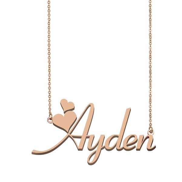 

ayden custom name necklace personalized pendant for men boys birthday gift friends jewelry 18k gold plated stainless steel, Silver