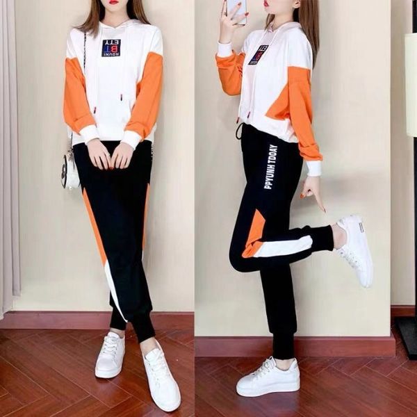 

2020 spring and sportswear sportswearsweatshirt sweatshirtautumn new suit women's graceful sportswear loose sweatshirt trousers nifty s, Gray
