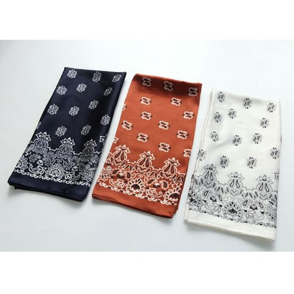 

scarves &dolphin women square scarf 70*70cm vinatage paisley print chiffon silk office lady big bag wrist bandana, Blue;gray