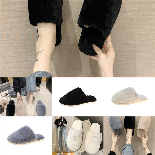 

3pgxc stuff cotton slippers female faux fur slippers women plush warm and comfortable inside fluffy minion plush outdoor slipper cuddly, Black