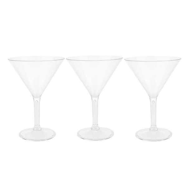 

3 acrylic martini glass cocktail cup drink goblet party bar restaurant 300ml