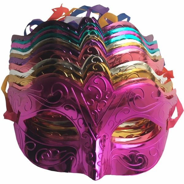 12 Adet / grup, Maskeler, Masquerade Kostüm Maskesi, Yarım Yüz Plastik Dekorasyon Cadılar Bayramı Masquerade Ball Maskesi FX197-10 Y200103