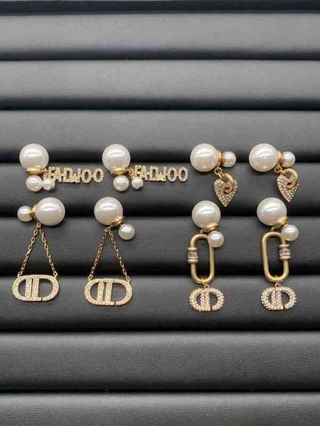 

2022 factory wholesale earrings pearl earrings simple style 925 silver needle anti allergy brass material fashion temperament, Golden