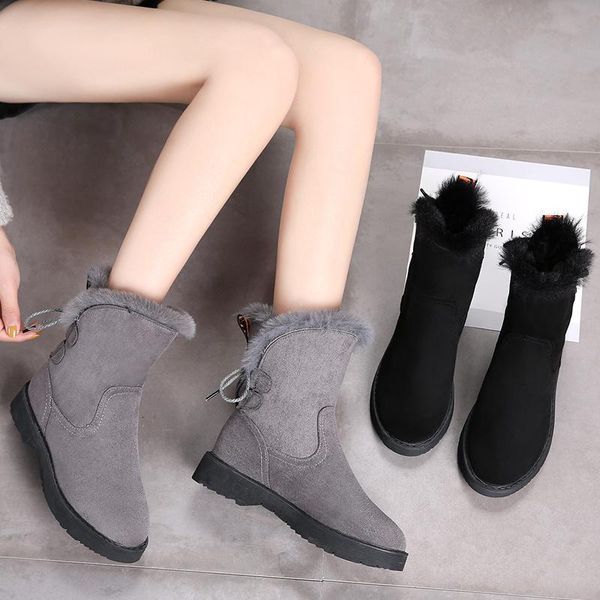 

новая мода скольжение на шерстяном теплые ботильоны для женщин серого flock комфортного тепла зима сапоги женских носки меховой обувь botas, Black